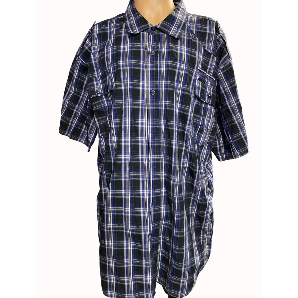 Ecko Ltd Men's Blue Checkered Short Sleeve Button up Size 3xl SKU 4162
